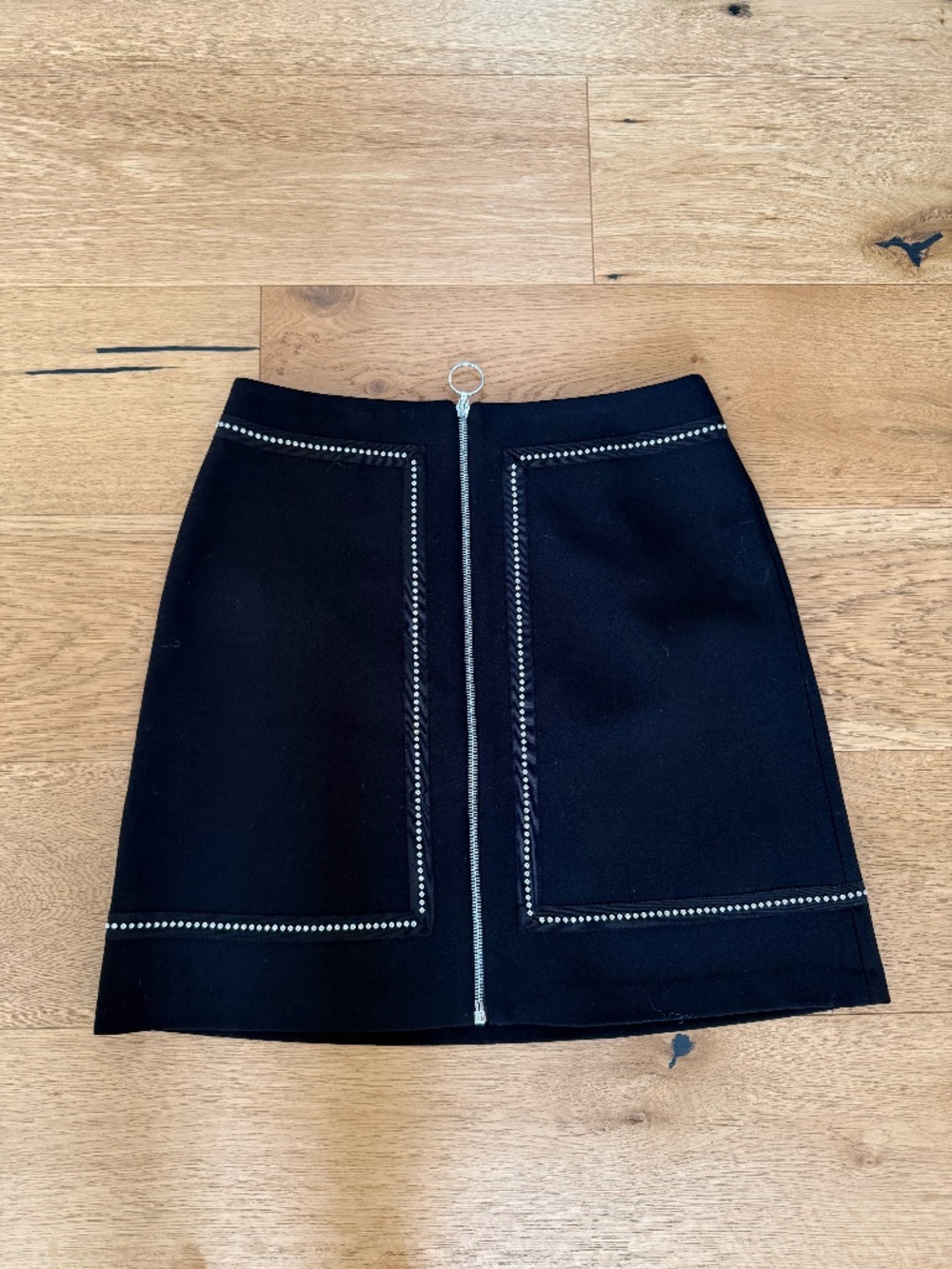 Maje Jupe Courte Zipee Zip Up Mini Skirt - Black, size 40
